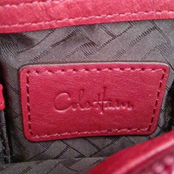 Cole Haan Women's Pebble Leather Brushed Braided Strap Bucket Bag Red - Picture 7 of 7